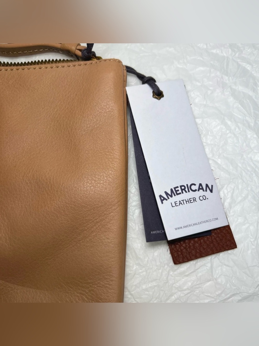 American Leather Monogram T Zip Clutch Wristlet Brown Leather  NWT - Picture 3 of 6